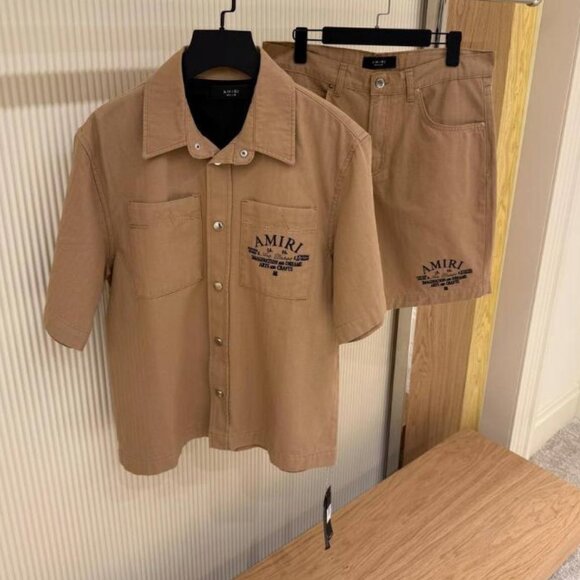Small Amiri Denim Men's Brown Shirt And Short Set Comfort Fit - Picture 1 of 2